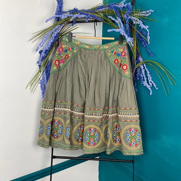 Anthropologie Dresses & Skirts - Hazel Anthropologie Boho Colorful Embroidered Skirt NWT